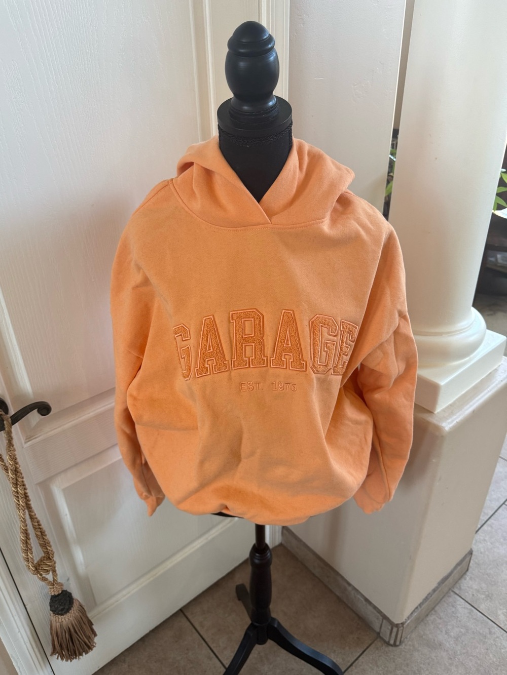 Garage 1975 Juicy Peach Orange Hoodie Sweatshirt Embroidered Terry Letters